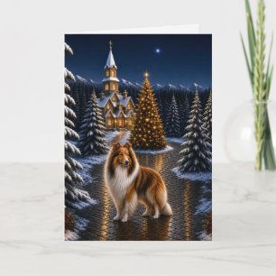 Cartes Pour Fêtes Annuelles Collie à poil dur de vacances