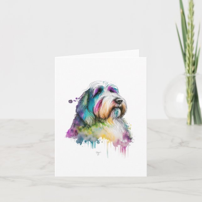 Cartes Pour Fêtes Annuelles Collie Chien À L'Aquarelle Et Stylo (Devant)
