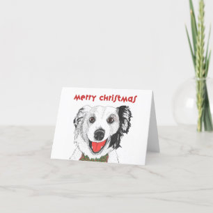 Cartes Pour Fêtes Annuelles Collie frontalier avec Cravate en cou - Joyeux Noë