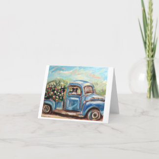 Cartes Pour Fêtes Annuelles Collie frontalier dans un vieux camion