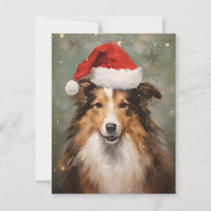 Cartes Pour Fêtes Annuelles Collie Noël pinceau peinture oeuvre
