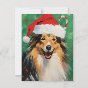 Cartes Pour Fêtes Annuelles Collie peinture de Noël