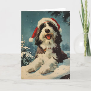 Cartes Pour Fêtes Annuelles Collie vintage personnalisé Noël