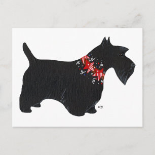 Cartes Pour Fêtes Annuelles Collier de vacances de Terrier écossais noir