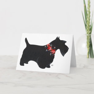 Cartes Pour Fêtes Annuelles Collier de vacances pour Terrier Écossais Noir