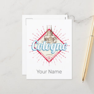 Cartes Pour Fêtes Annuelles Cologne City Allemagne Retro Cathedral Vintage
