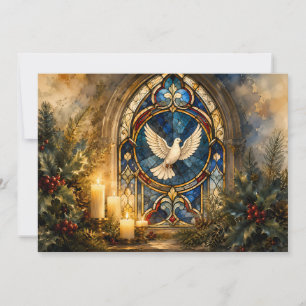 Cartes Pour Fêtes Annuelles Colombe de Noël en vitrail