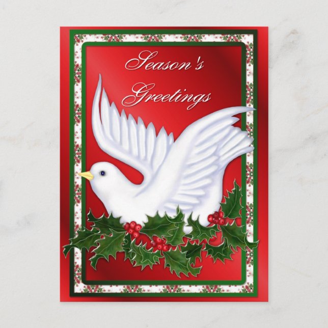 Cartes Pour Fêtes Annuelles Colombe et houx (Devant)