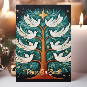 Cartes Pour Fêtes Annuelles Colombes de la paix sur l'arbre
