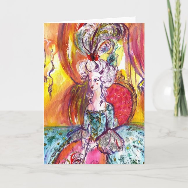 CARTES POUR FÊTES ANNUELLES COLOMBINA LADY AVEC MASQUE VÉNITIENNE MASQUÉRADE (Devant)