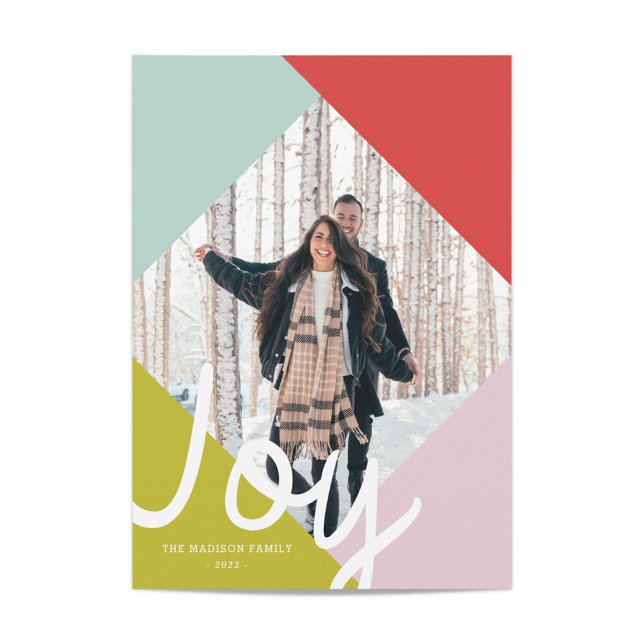 Cartes Pour Fêtes Annuelles Color Block Joy Holiday Card (Créateur téléchargé)