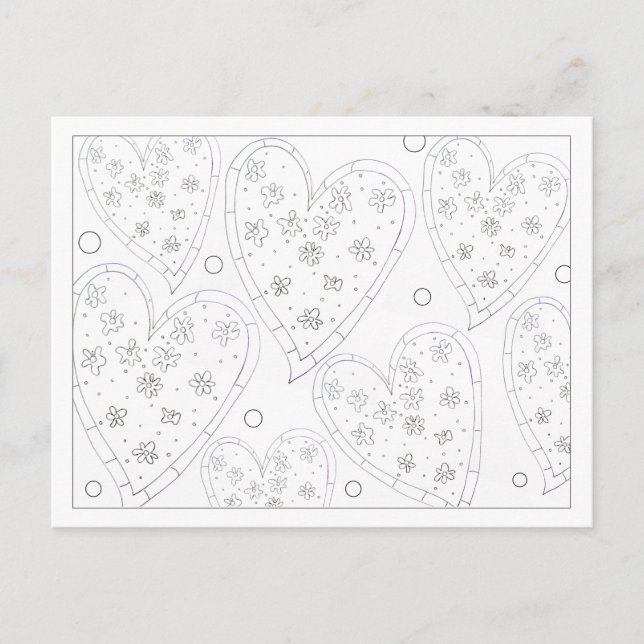 Cartes Pour Fêtes Annuelles Color Me Flower Hearts Postcard (Devant)