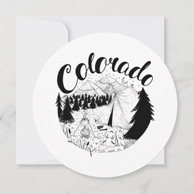Cartes Pour Fêtes Annuelles Colorado Camper Extérieur Encre Illustration (Devant)
