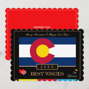 Cartes Pour Fêtes Annuelles Colorado Drapeau & Bonne Année /Meilleurs voeux US