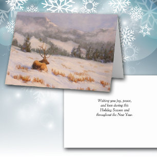 Cartes Pour Fêtes Annuelles Colorado Elk Art Christmas Card
