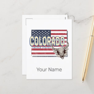 Cartes Pour Fêtes Annuelles Colorado États-Unis Retro State Map Vintage USA