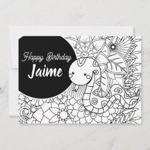 Cartes Pour Fêtes Annuelles Coloration florale Anniversaire de enfant serpent