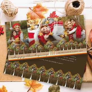Cartes Pour Fêtes Annuelles Coloré arbres d'automne Bon thanksgiving 3 Photo