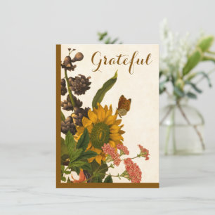 Cartes Pour Fêtes Annuelles Coloré Automne Brown Fleurs Bon thanksgiving