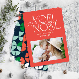 Cartes Pour Fêtes Annuelles Coloré brillant Noel Noël photo géométrique Ho