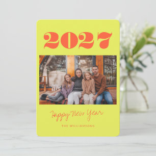 Cartes Pour Fêtes Annuelles Coloré Chartruese Gras Deux Photo 2027 Nouvel An
