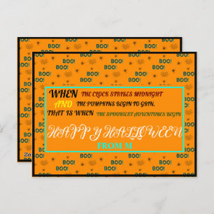 CARTES POUR FÊTES ANNUELLES COLORÉ ÉFFRAYANT CUTE HAPPY HALLOWEEN INITIAL