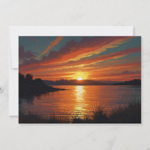 Cartes Pour Fêtes Annuelles Coloré Été Lac Sunset Sunrise Réflexions