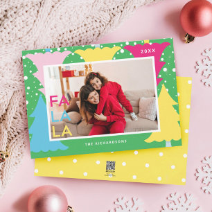 Cartes Pour Fêtes Annuelles Coloré FA LA Neon Fun Christmas Tree Photo