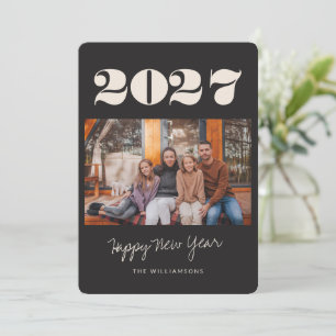 Cartes Pour Fêtes Annuelles Coloré Gras Noir Blanc Deux Photo 2027 Nouvel An