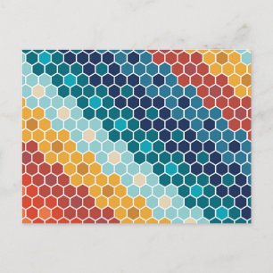 Cartes Pour Fêtes Annuelles Coloré Retro Mosaïque Florale Motif Hexagon