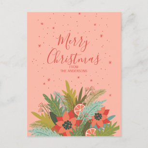 Cartes Pour Fêtes Annuelles Coloré Retro Noël Floral