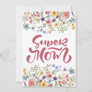Cartes Pour Fêtes Annuelles Coloré rose foncé Super Maman mignonne printemps f