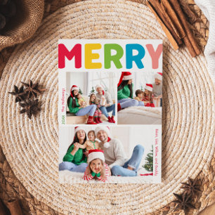 Cartes Pour Fêtes Annuelles Colorée et Joyeuse année en révision Vertical 3 Ph