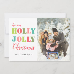 Cartes Pour Fêtes Annuelles Colorée Holly Jolly Photo de Noël
