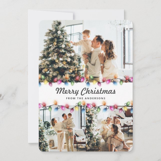 Cartes Pour Fêtes Annuelles Colorful Bright Christmas Lights Photo (Devant)