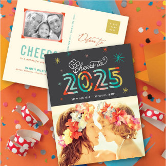 Cartes Pour Fêtes Annuelles Colorful Cheers to 2025 Stars Happy New Year Photo