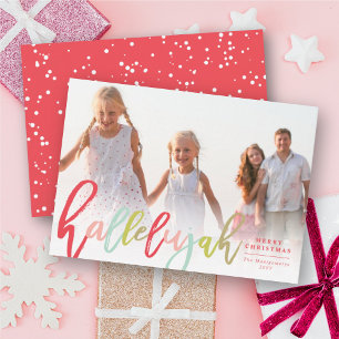 Cartes Pour Fêtes Annuelles Colorful Hallelujah Religieux Noël Fun Photo