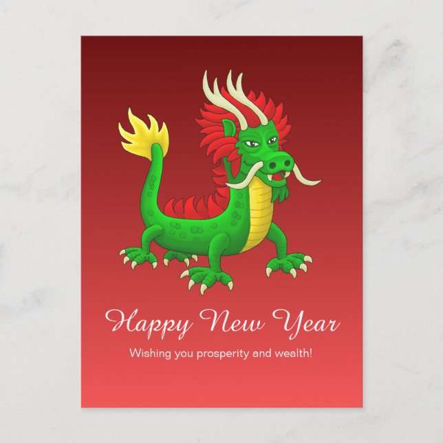 Cartes Pour Fêtes Annuelles Colorful Hand Drawn Chinese Dragon (Devant)