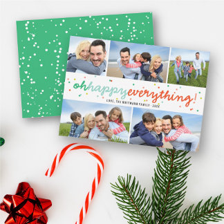 Cartes Pour Fêtes Annuelles Colorful Happy Everything Confetti 5 Photo Collage