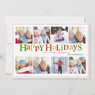 Cartes Pour Fêtes Annuelles Colorful Happy Holidays Huit Photo Greeting Card