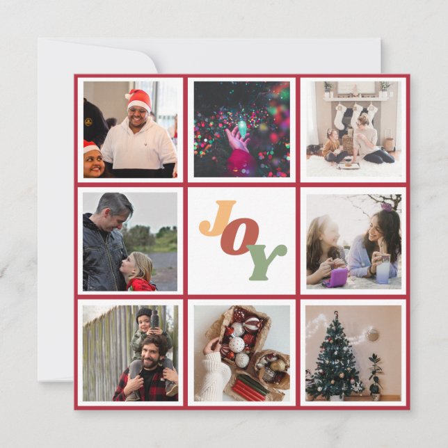 Cartes Pour Fêtes Annuelles Colorful Joy Christmas Photo Collage (Devant)