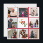 Cartes Pour Fêtes Annuelles Colorful Joy Christmas Photo Collage<br><div class="desc">Accueillez votre famille et vos amis avec cette carte de Noël avec collage photo et de Noël en disant "Joy" au centre. Personnalisez le texte à l'arrière.</div>