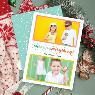 Cartes Pour Fêtes Annuelles Colorful Oh Happy Everything Points 2 Photo Collag