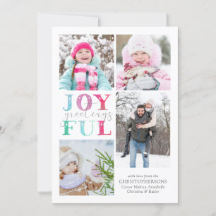 Cartes Pour Fêtes Annuelles Colorful Pastel GREETINGS JOYEUX 4 Photos