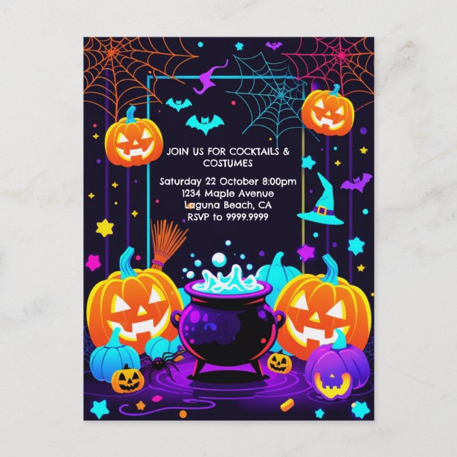 Cartes Pour Fêtes Annuelles Colorful Pumpkin Halloween (Devant)