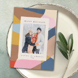 Cartes Pour Fêtes Annuelles Colorful Unique Abstrait Vertical Photo Happy<br><div class="desc">Souhaitez à vos amis et à votre famille de passer de bonnes vacances avec ces belles cartes avec votre photo verticale préférée et un beau design abstrait coloré.</div>