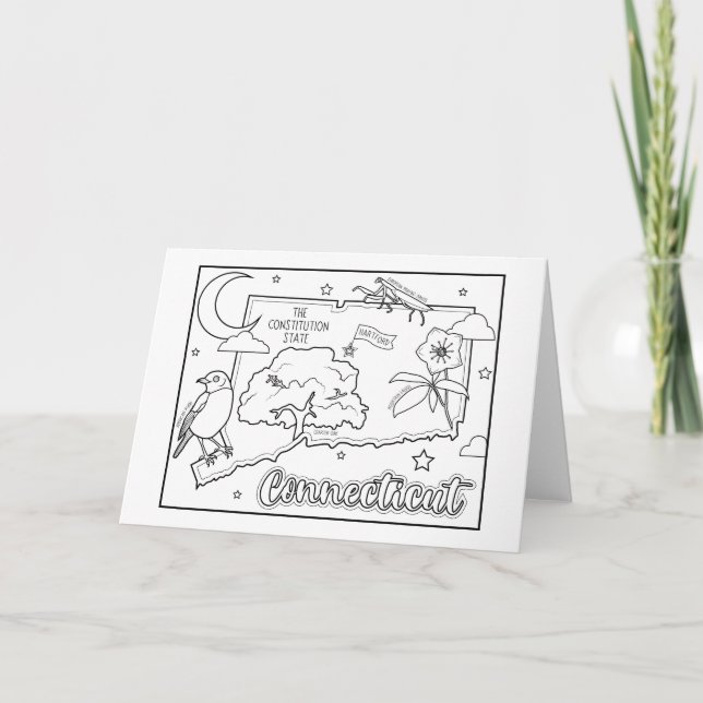 Cartes Pour Fêtes Annuelles coloriage connecticut me coloriage (Devant)
