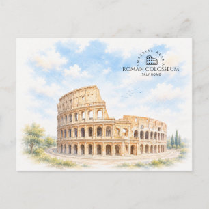 Cartes Pour Fêtes Annuelles Colossée romain Italie Paysage à l'aquarelle