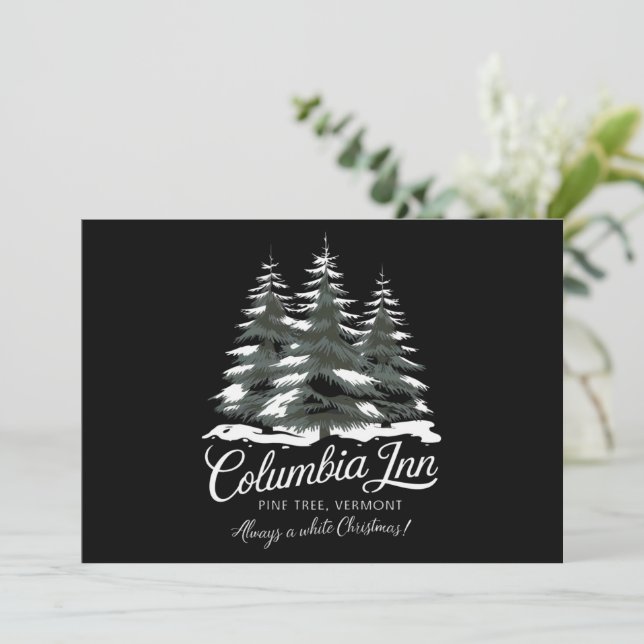 Cartes Pour Fêtes Annuelles Columbia Inn Pine Tree Vermont Un Noël blanc (Debout devant)
