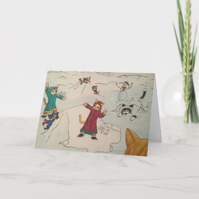 Cartes Pour Fêtes Annuelles Combat de snowball (Devant)